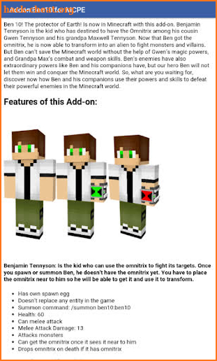 Mod Ben 10 for MCPE screenshot