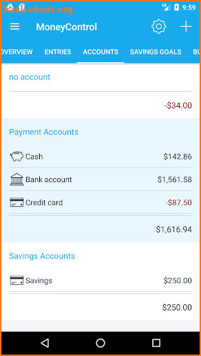 MoneyControl Expense Tracking screenshot