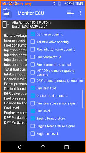 Monitor for Fiat & Alfa Romeo Diesel OBD ECU Scan screenshot