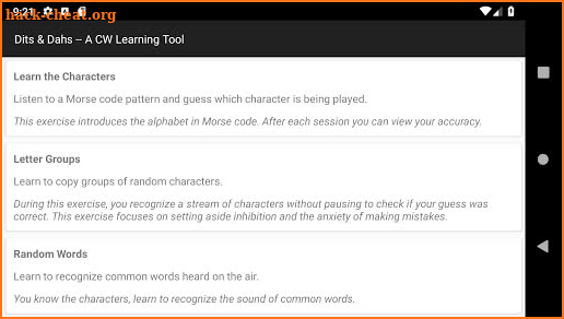 Morse Code Trainer: Dits and Dahs screenshot