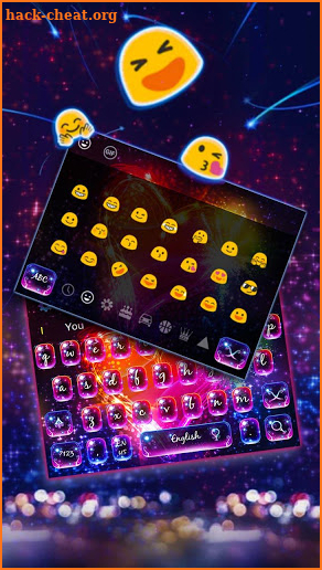 Multi Colour Neon Heart Keyboard Theme screenshot