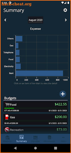 My Accounts and Expenses screenshot