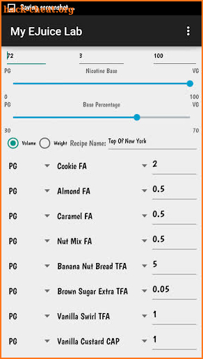 My EJuice Lab screenshot