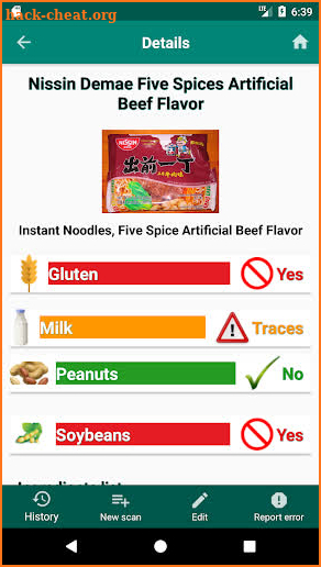 My Food Allergies Scanner screenshot