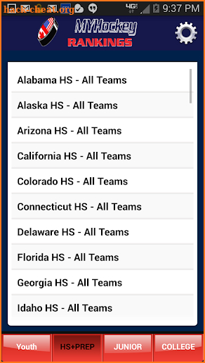My Hockey Rankings screenshot