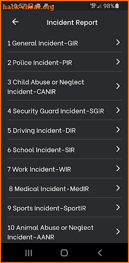 My Incident Report screenshot