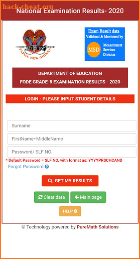 My PNG Exam Results screenshot