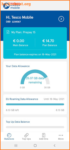 My Tesco Mobile screenshot