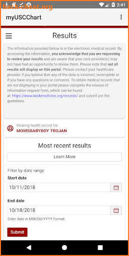 myUSCChart screenshot