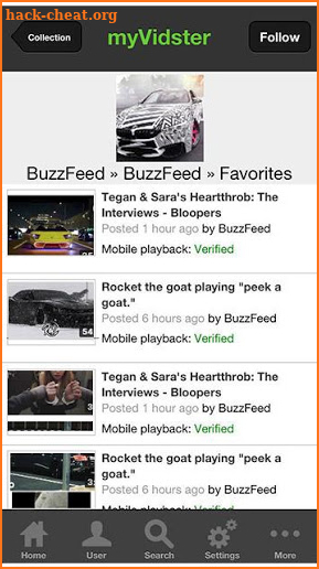 MyVidster - collect the videos you love Hint screenshot