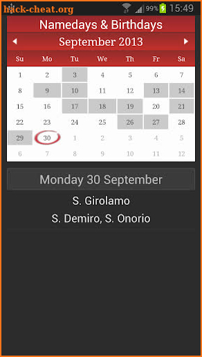 Namedays and Birthdays screenshot