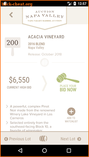 Napa Valley Barrel Auction screenshot