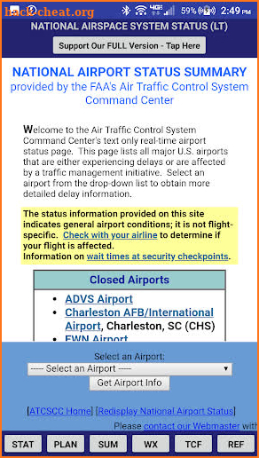 National Airspace Sys. Stat LT screenshot