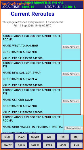 National Airspace System Stat screenshot