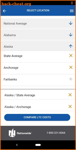 Nationwide LTC Cost Calculator screenshot