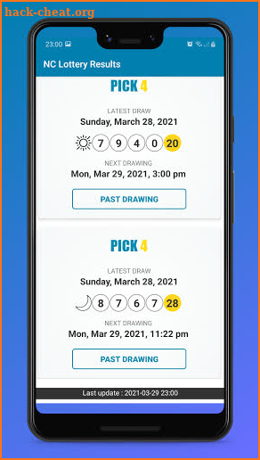 NC Lottery Results screenshot