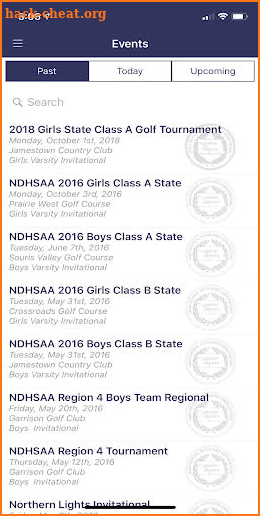 NDHSAA GOLF screenshot