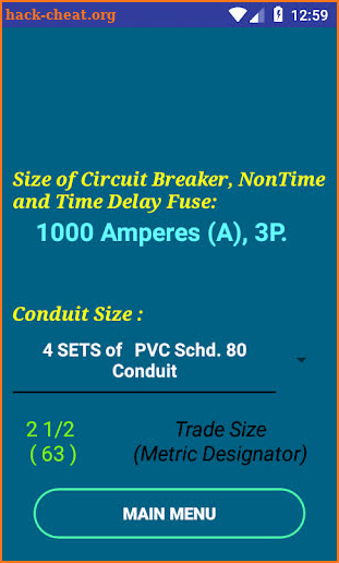 NEC Conductor Size Calc FULL screenshot