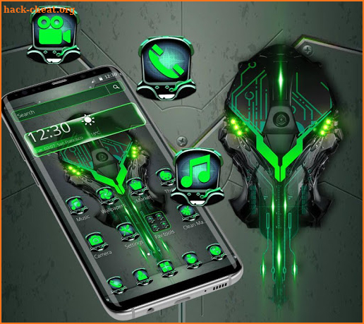 Neon Black Green Hi Tech Theme screenshot