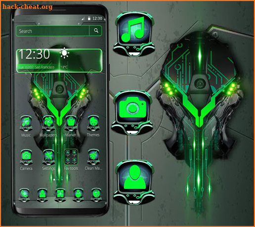 Neon Black Green Hi Tech Theme screenshot