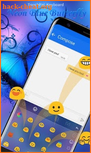 Neon Blue Butterfly Keybaord Theme screenshot