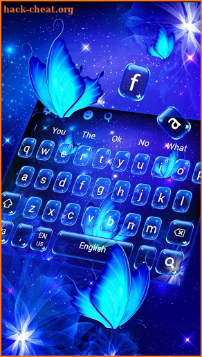 Neon Blue Butterfly Keyboard screenshot