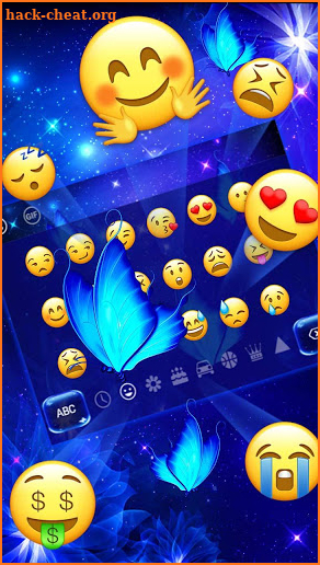 Neon Blue Butterfly Keyboard screenshot