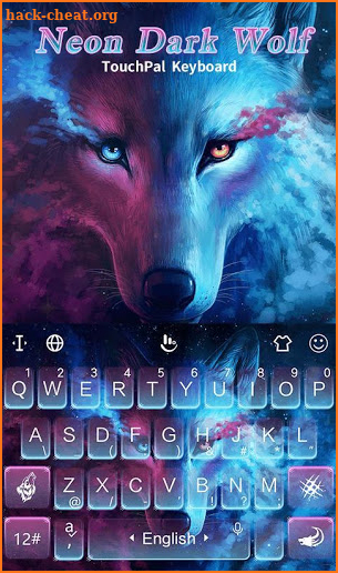 Neon Blue Dark Night Wolf Keyboard Theme screenshot