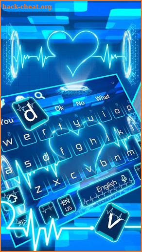 Neon Blue Heart Keyboard Theme screenshot