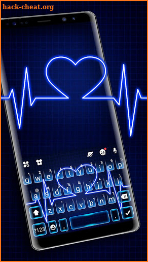 Neon Blue Heartbeat Keyboard Theme screenshot