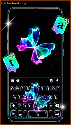 Neon Butterfly Keyboard Background screenshot