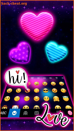 Neon Candy Hearts Keyboard Theme screenshot