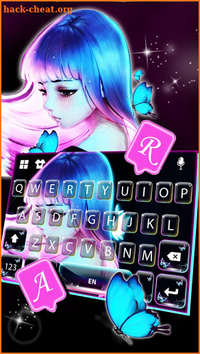 Neon Charming Girl Keyboard Theme screenshot