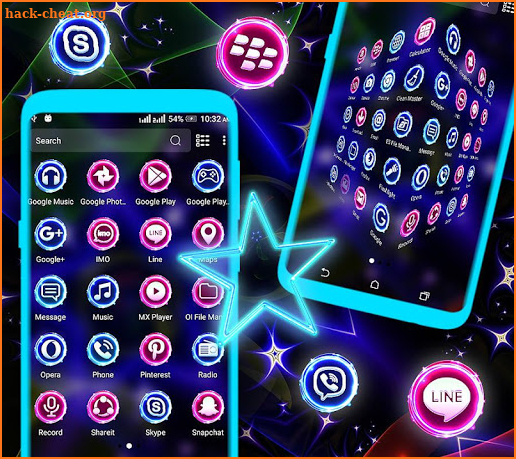 Neon Colorful Star Launcher Theme screenshot