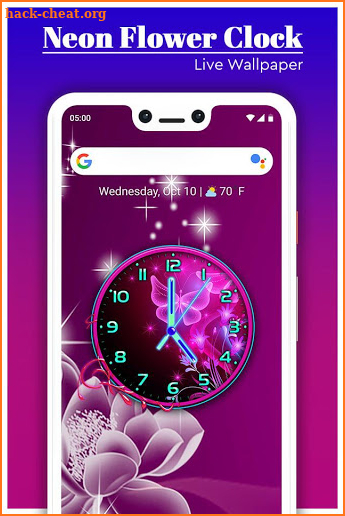 Neon Flower Clock Live Wallpaper screenshot