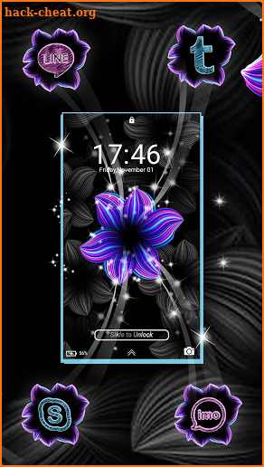 Neon Flower Pink Purple Launcher Theme screenshot