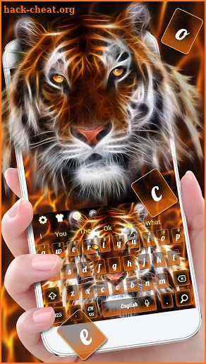 Neon Fur Tiger Keyboard Theme screenshot