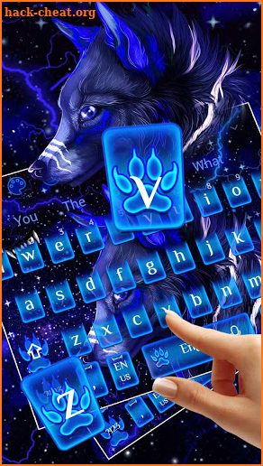 Neon Galaxy Wolf Keyboard Theme screenshot