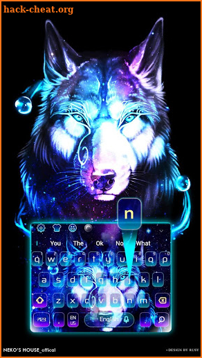 Neon Glitter Galaxy Wolf Keyboard Theme screenshot