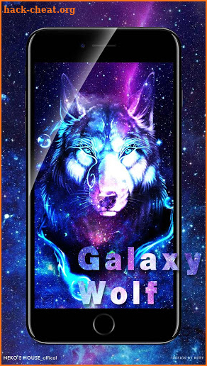 Neon Glitter Galaxy Wolf Keyboard Theme screenshot