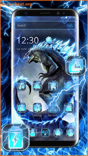 Neon Godzilla Thunder Theme screenshot