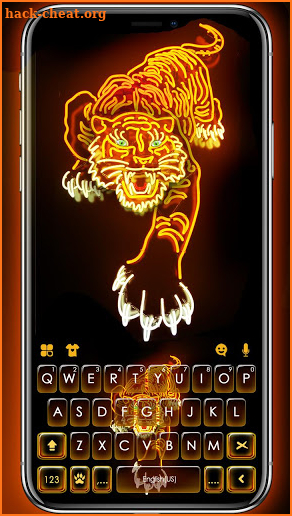 Neon Gold Tiger Keyboard Theme screenshot