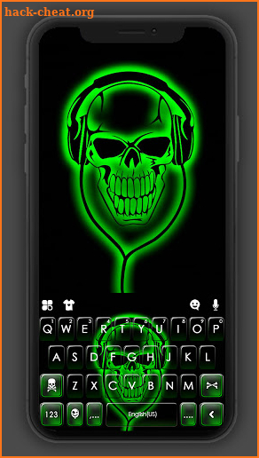 Neon Green DJ Skull Keyboard Background screenshot