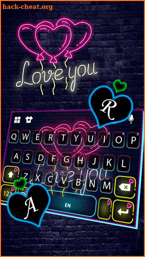 Neon Heart Balloons Keyboard Background screenshot