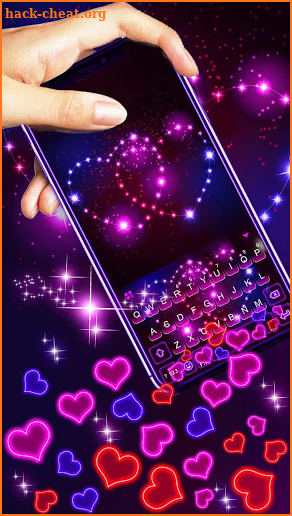 Neon Hearts Gravity Keyboard Theme screenshot