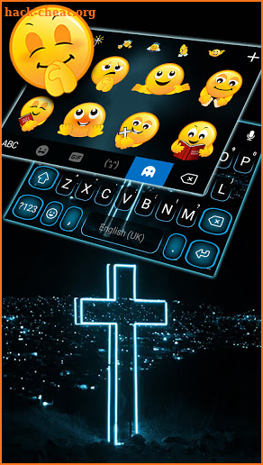 Neon Holy Cross Keyboard Background screenshot