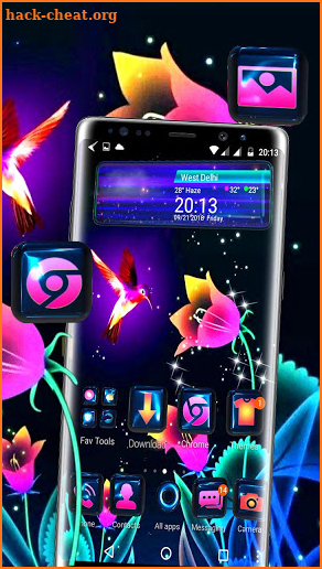 Neon Light 3D Flower Theme screenshot