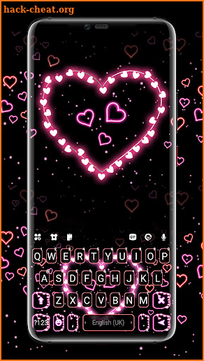 Neon Light Hearts Keyboard Background screenshot