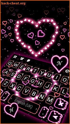 Neon Light Hearts Keyboard Background screenshot