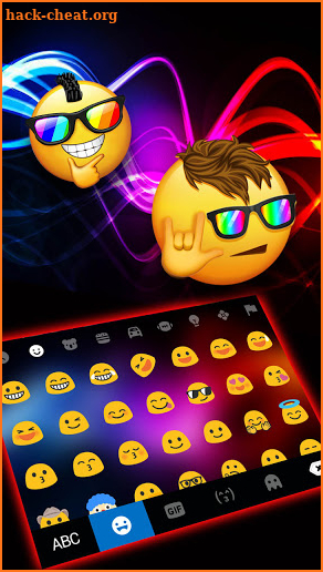 Neon Light Waves Keyboard Background screenshot